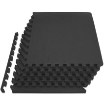 ProsourceFit 퍼즐 운동 매트 EVA 폼 운동 매트, Black - 3/4 inch - 24 Sq Ft -