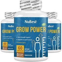 NuBest Grow Power - 강한 뼈를 위한 강력한 포뮬러 - 건강한 발달 칼슘 인 아연 등으로 전반적인 건강 지원 어린이(만 10세 이상) 및 청소년용 - 60캡슐, Pack of 3