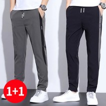 [1+1] 주디앤 남성 스트레이트 슬림 밴딩 팬츠 긴바지