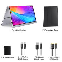 휴대용 보조 터치 모니터 4K 스마트 캠핑용티비 15.6 인치 스크린 QLED 휴대 1080P IPS 100 DCI P3 게임 모바일 디스플레이 안드로이드 iOS 전화 X 박스, 03 silver with case, 미국 플러그