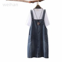 여성 빅사이즈 주머니 캐주얼 데님 멜빵원피스 여름청치마