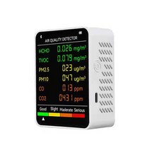 가스경보기 6in 1 CO2 테스터 공기질 감지기 PM2.5 PM10 HCHO TVOC 이산화탄소 포름알데히드 모니터 LCD, 01 Type 1 White