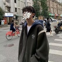 카디건 코트 남 봄가을 한국판 코디 캐주얼 멋스러운 ins 루즈핏 포트 후드
