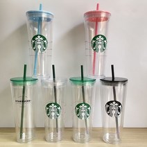 스타벅스 사이렌로고 더블월 PP소재 대용량 빨대컵 710ml 6컬러 택1 스타벅스 콜드컵, 3