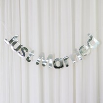 Just Married 웨딩 가랜드 이니셜 브라이덜샤워 프로포즈 홈 파티 소품 저스트 메리드, Just Married가랜드 - 실버
