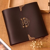 포토북 접착식 가죽 잠금 웨딩 게스트 북/블랙 스크랩북 앨범 선물 세트/400gsm 사진 북 아기 대용량, Medium