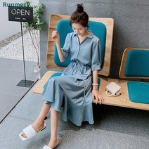 런메시Runmecy 여성 랩 빅사이즈 쉬폰 원피스 하객룩 여름 원피스