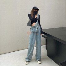 ORNAN 여성봄여름캐주얼 데님 멜빵와이드점프수트W426
