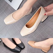 여성 사각코 발레코 고급 플랫 구두 키큰여자신발