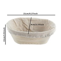 타원형 반죽 Banneton Brotform 등나무 빵 교정 바구니 라탄 고리 버들 발효 사워 도우 바구니 천 커버 포, 14 size 21x15x8cm