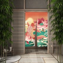 중문커튼 방풍 비닐 커튼 자석형 방한문 중문일본 우키요-전자 도어 커튼 잉어 크레인 출입구 벚꽃 리넨 장, 13 CLX00102_08 95x180cm