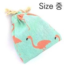 린넨 파우치 홍학 중