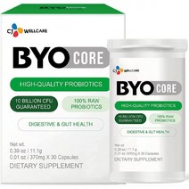 CJ웰케어 BYOCORE 건강 생프로바이오틱스(11.1g 베지캡슐 30개) - 소화 및 장 히틀. 핵심 균주 및 프리바이오틱스 3종 100억 CFU 보장, 10 Billion Caps