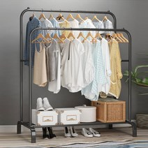 사무실옷걸이 루케인 비웰 1500 철제 2단 행거, 블랙(대형)