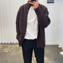 아도르클래식 터틀넥 5컬러 집업 가디건 하찌 세미 오버핏 긴팔 니트