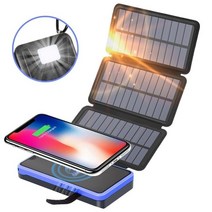 휴대용탐조등 P100초고광도 휴대용 탐조등 써치라이트 100000mah solar power bank qi 무선 충전기 방수 powerbank 휴대용 태양 전지 패널 충전기 빛, 20000mAh, 푸른, 1개