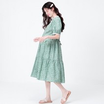 4XL 잔꽃 프린트 브이넥 원피스 돌잔치엄마 주수사진 만삭촬영 원피스 임산부 하객룩