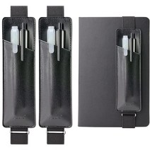 Diodrio 저널 노트북 플래너 바인더 태블릿 커버용 조절 가능한 탄성 밴드 펜 펜슬 홀더 파우치 2팩 12.7x20.3cm(5x8인치)에서 21.6x27.6cm(8., Black