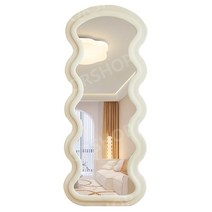 날씬 전신 거울 벨벳 물결 피팅 미러 침실 화장 의류 매장 인테리어 장식 벽걸이, 걸핑크 160x60cm 벽걸이