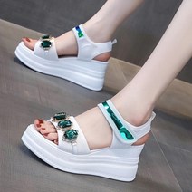 ZZJJC 스포츠 샌들 여 ins 러블리 웨지힐 통굽 벨크로 속보정하이 여성 신발
