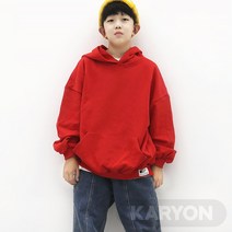 카리온 레드 블랙 초록 무지 오버핏 후드 티셔츠 남아 여아 키즈 주니어 초등 당일발송