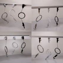 액자고리 와이어 고리 그림걸이 천정고리 액자레일용 액자걸이, 천장설치 레일용 액자고리, AB-213 EM 이중잠금 원터치 걸이 블랙(대), 2M