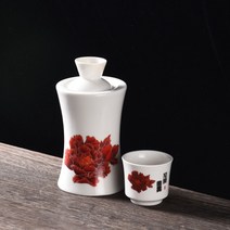 사케잔 전통주 세트 일본 전통주 잔 도쿠리 세트, 슬렌더 스타일(꽃이 피고 부귀) 3종 세트