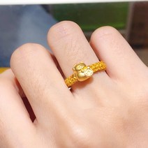 순금 쌍가락지 가락지 커플링 반지 1돈 2돈 1pcs 순수한 999 24K 옐로우 골드 남성 여성 럭키 포춘 고양이