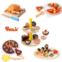 [오감플레이] 브알라 야미야미 페스츄리 피자 쇼콜라 케익 냠냠 치킨 핑거푸드 김밥 장난감 파티 아기 소꿉놀이 어린이 유아선물 원목교구, 4.쇼콜라 케이크