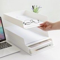서류 보고서 A4용지 분리정리 트레이 보관함 문구 데스크 책상 소품 파일정리 케이스, 서류트레이 화이트