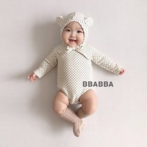 빠빠 도트곰2종-보넷+슈트 유아옷
