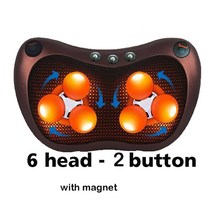 머리 마사지기 전동 모발관리기 두피 마사지기계 베개 3 스피드 헤드 릴랙스 어깨 등 목, 6 헤드 마젠트