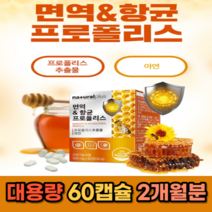 비염 기관지염 기침 가래 구내염 식약처 인증 몸속 염증 에 좋은 영양제 프로폴리스 아연 고함량 대용량 건강기능식품 약 2개월분 잔기침 마른기침 면역력 식약청 만성염증 환절기 항균, 1상자(60캡슐) 2개월분_사은품패치