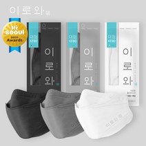 [공장직영] 이로와 마스크 KF80 50/100매 대형/중형 화이트/그레이/블랙 국내산 원부자재 사용, 블랙, 100매, 중형