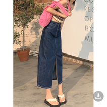 루루뷰티패션 빅사이즈 여성 스티치 생지 데님 롱 스커트 E0194