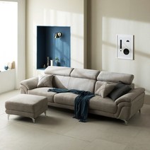 [장인가구] 슈어 생활방수 아쿠아텍스 클린 4인용 패브릭 소파(스툴포함)(착불), 색상:옐로우