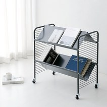 마켓비 RATNER 책꽂이 트롤리 2단, 라이트그레이