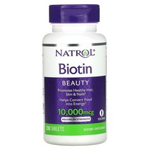 Natrol Biotin 나트롤 비오틴 최대 강도 10000mcg 200정, 1,000mcg, 100 카운트