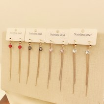 갤러리에이 [써지컬] 뱀줄 큐빅 드롭 언발 롱 써지컬스틸 큐빅 원터치 귀걸이