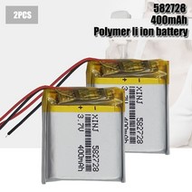 3.7v lipo cell 582728 400mah 리튬 폴리머 충전식 배터리 mp3 mp4 mp5 gps pda 노트북 블루투스 헤드셋 led 램프, 2개