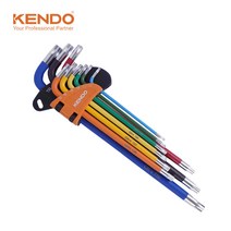 KENDO 컬러 육각 볼렌치 별렌치 L렌치 세트 롱렌치 스패너, 2. 컬러 별렌치 9PCS 세트 20759
