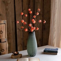 수아네 백자달항아리 무광 고려청자가격 백자항아리 빈티지 광주요, 납작한 감 굵은 가지 5개 열매(노란색)x1