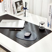 레더스 가죽 데스크매트 테이블매트, 블랙(자 각인O)