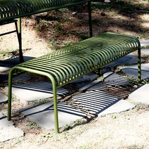 코나 철제 카페 야외 평벤치 정원 공원 야외용 평의자, 올리브그린