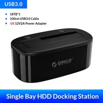 ORICO UASP 25 하드 드라이브 도킹 스테이션 USB 30 18TB 심플 베이 HDD 인클로저 및 SSD 독 블랙 6218US3 35 인치, US Adapter