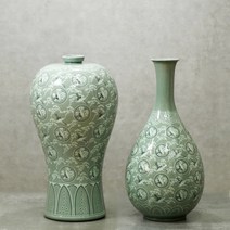 고려청자 도자기 꽃병 화병 청자 운학/특대 전통 공예품 상감 운학문 매병 주병 세트 옛날 골동품 물건 소품 외국인선물 한국 기념품