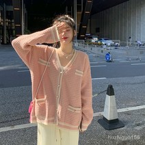 리얼 샷 2022 가을 새로운 여성 작은 향수 v-neck 긴소매 니트 카디건 코트 여성