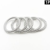 규즈몰 전화선 머리끈 스프링 꽈배기 전화기 헤어끈 은색