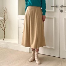 여자 울치마 핀턱 반밴딩 셔링 뒷포켓 플레어 롱스커트