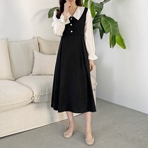 가을 배색카라 반오픈 플레어 원피스 O209029